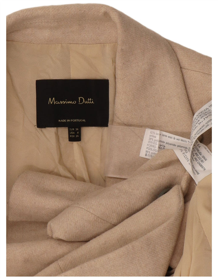 Massimo Dutti Dame 1 Knap Blazer Jakke EU 36 XS Beige Uld