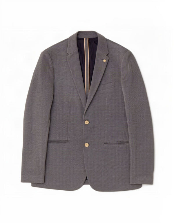Zara Herre 2 Button Blazer Jacket UK 40 Large Blue Cotton