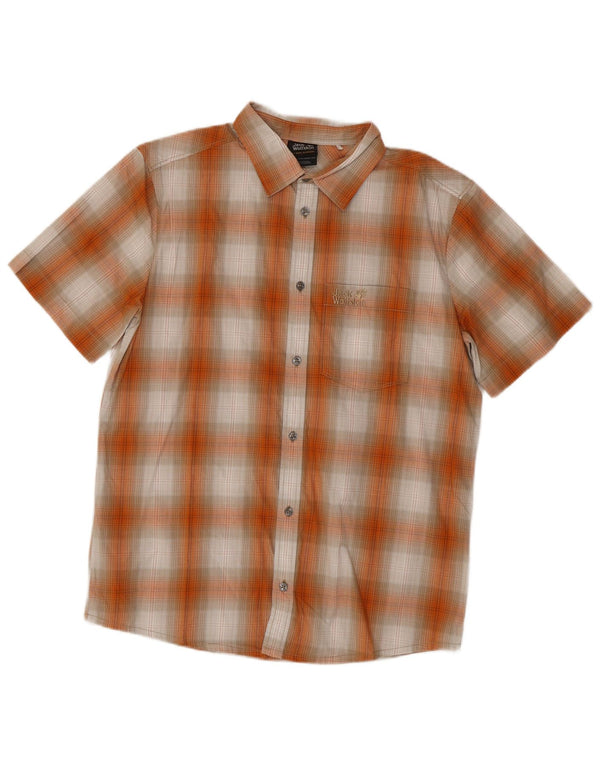Jack Wolfskin Herre kortærmet skjorte UK 36/38 Medium Orange Ternet bomuld