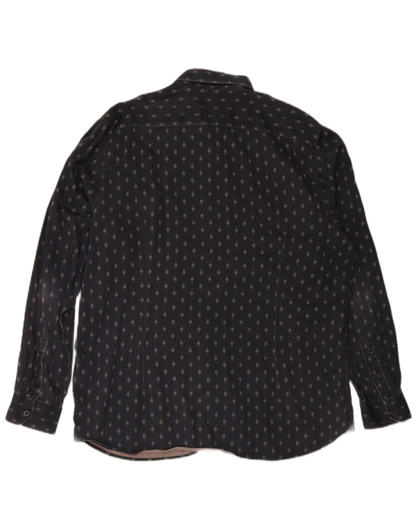 TED BAKER Herreskjorte str. 7 3XL Marineblå geometrisk bomuld