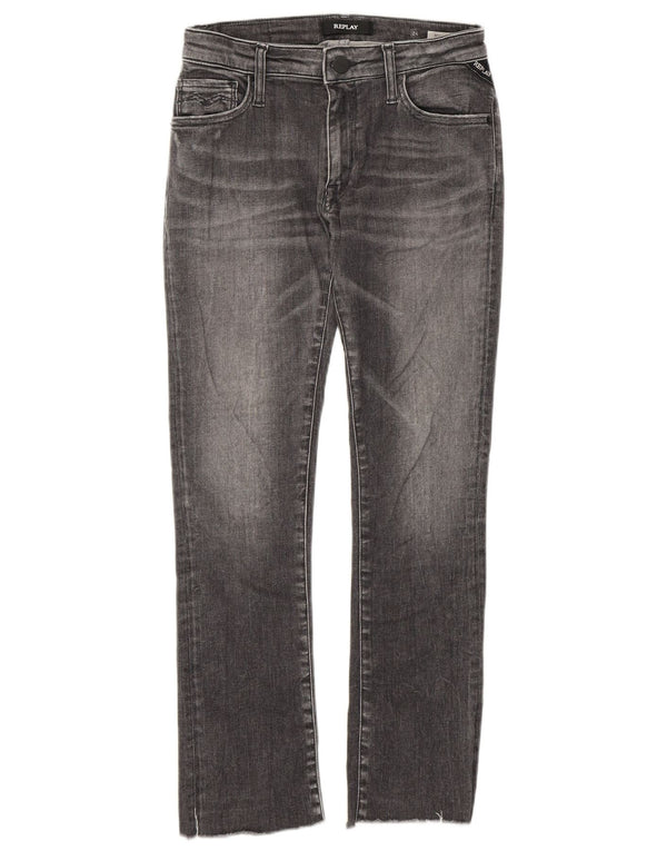 Replay Womens Crop Slim Jeans W24 L24 Grå Bomuld