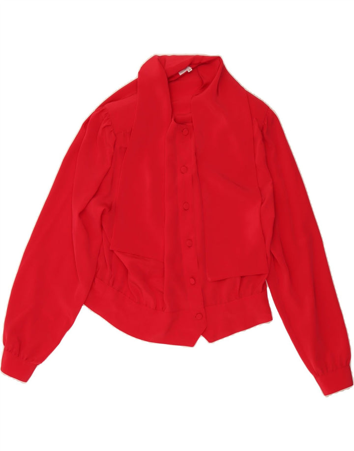 RENATO BALESTRA Womens Crop Front Tie Shirt Blouse IT 48 XL Red Polyester Vintage Renato Balestra and Second-Hand Renato Balestra from Messina Hembry 
