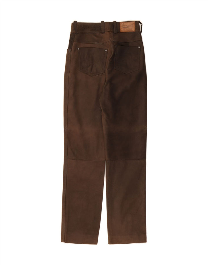 CROMWELL Womens Straight Trousers EU 36 Small W26 L29 Brown Leather Vintage Cromwell and Second-Hand Cromwell from Messina Hembry 
