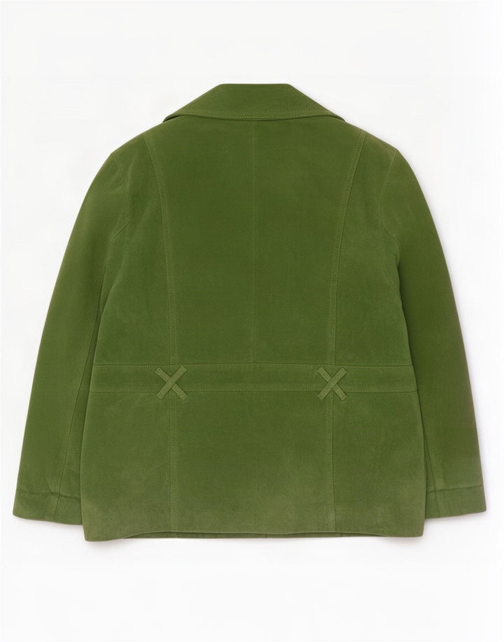 Vintage dame 4-knaps ruskind blazerjakke UK 20 2XL Grønt læder