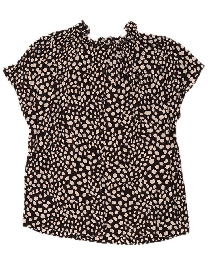 Zara Damebluse Top UK 10 Small Black Spotted Viscose