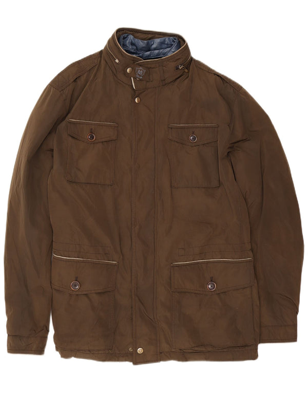 Massimo Dutti Herre Military Hooded Windbreaker Coat UK 44 2XL Brun