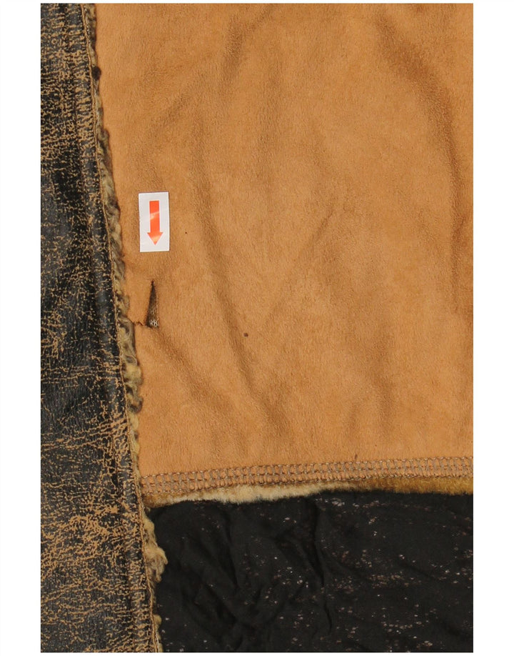 ENERGIE Sherpa-jakke til mænd UK 40 Stor brun patchwork-bomuld