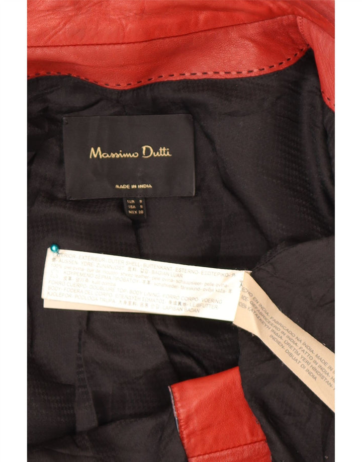 Massimo Dutti Herre Læder Biker Jacket UK 36 Lille Rødt Læder