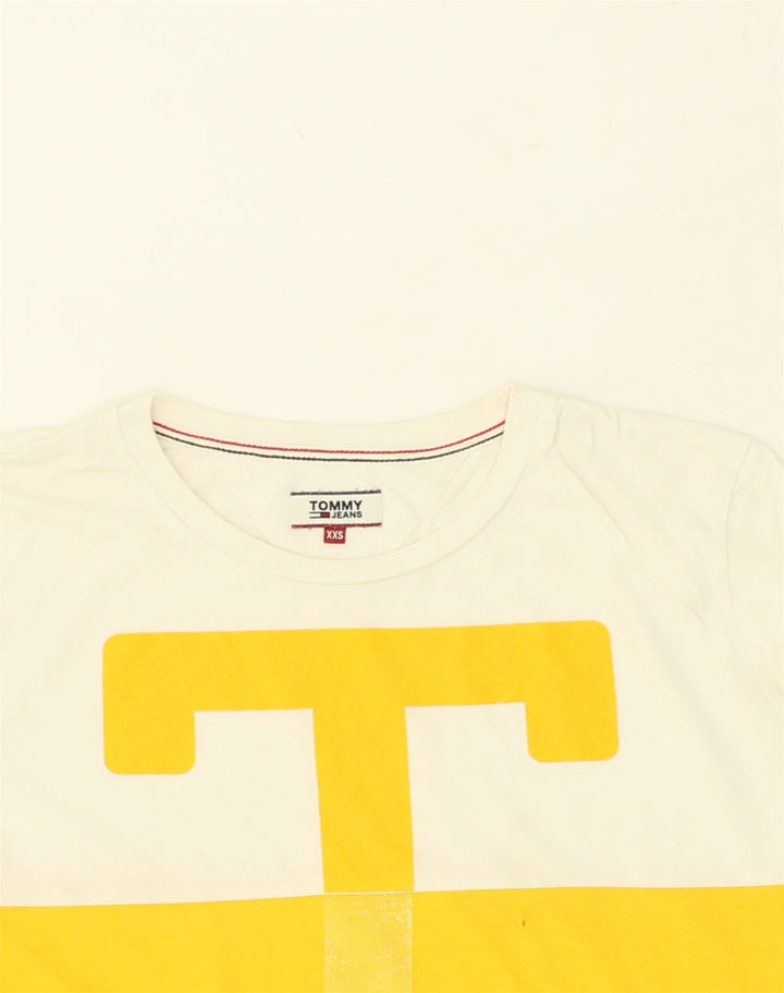 TOMMY HILFIGER Womens Oversized Graphic T-Shirt Top UK 2 2XS White | Vintage Tommy Hilfiger | Thrift | Second-Hand Tommy Hilfiger | Used Clothing | Messina Hembry 