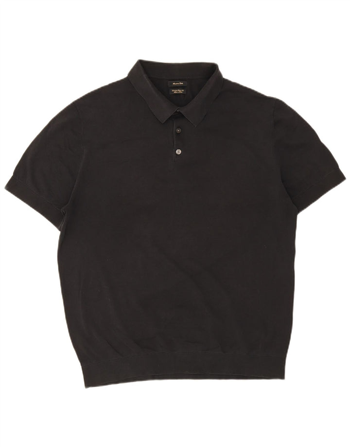 Massimo Dutti Herre Polo Shirt Stor Sort Bomuld