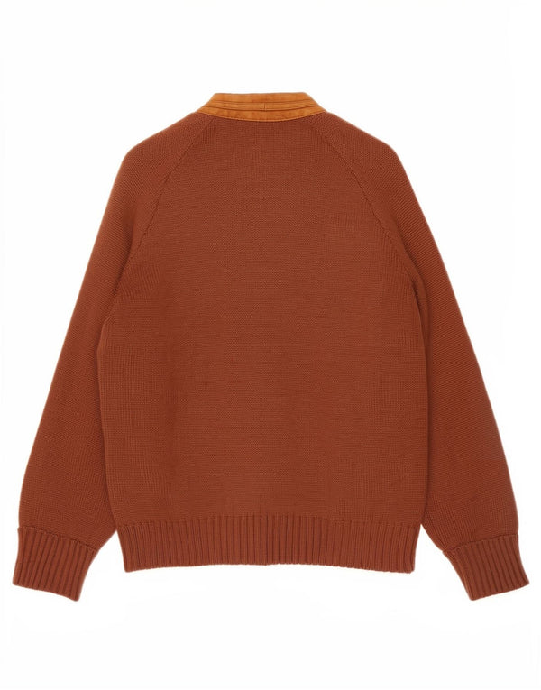 Vintage herre cardigan sweater medium brunt læder