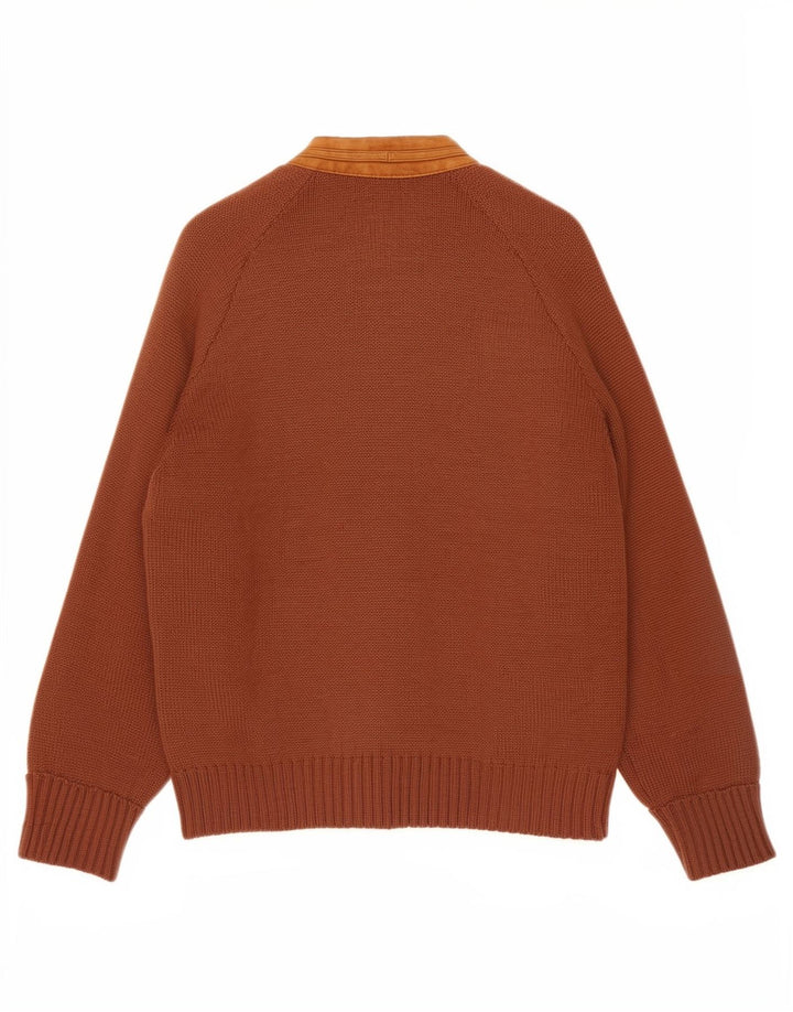 Vintage herre cardigan sweater medium brunt læder