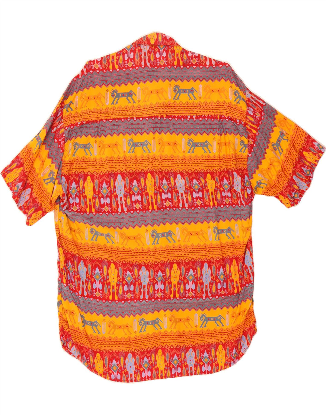 AYSEL Mens Abstract Pattern Short Sleeve Shirt XL Orange Colourblock Vintage Aysel and Second-Hand Aysel from Messina Hembry 