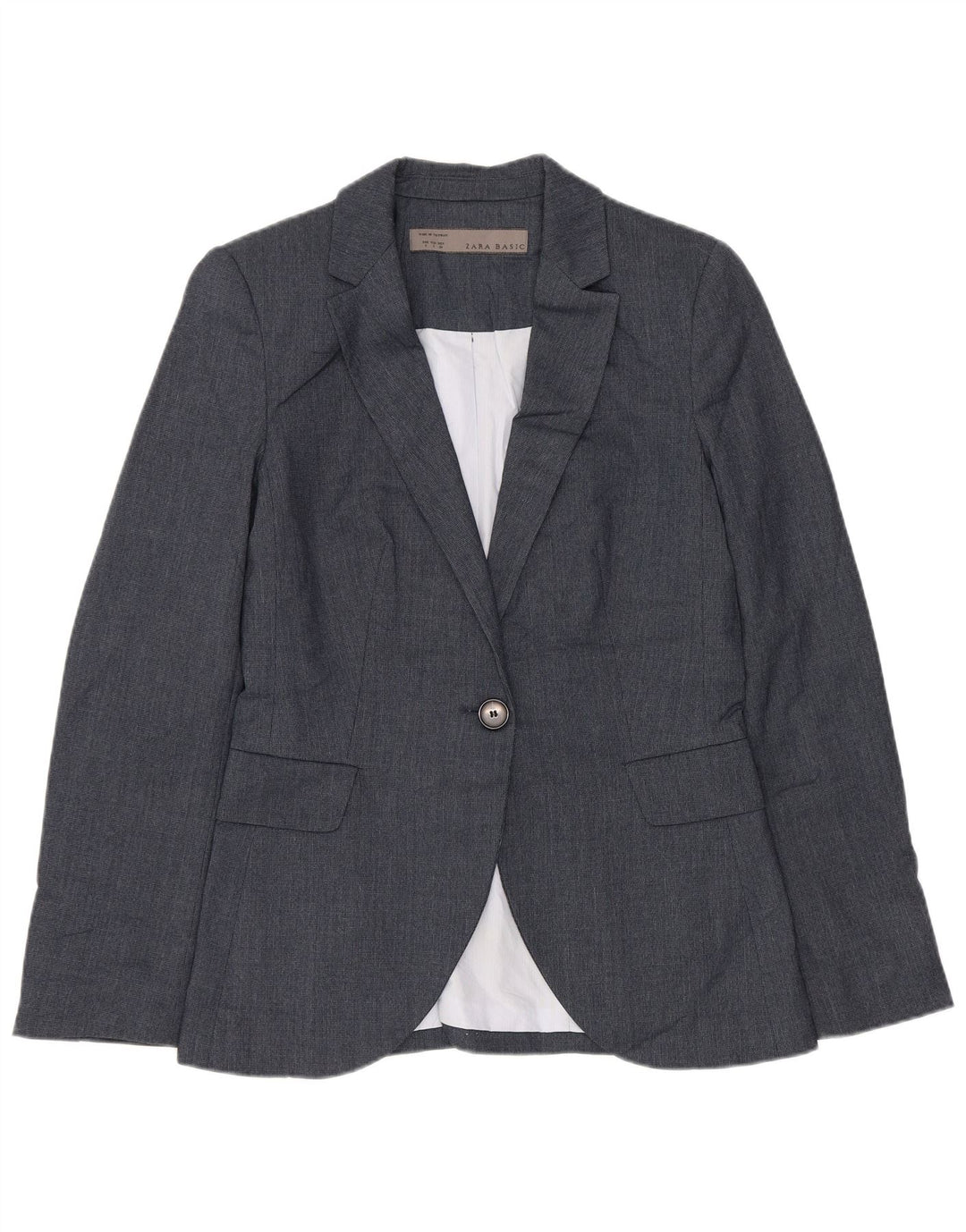 Zara Dame 1 Knap Blazer Jacket UK 10 Small Navy Blue Polyester