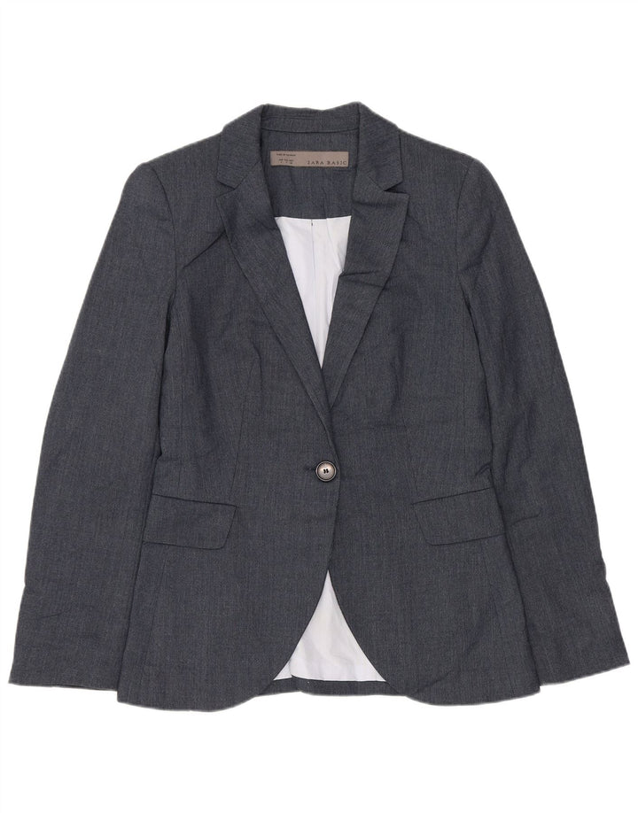 Zara Dame 1 Knap Blazer Jacket UK 10 Small Navy Blue Polyester