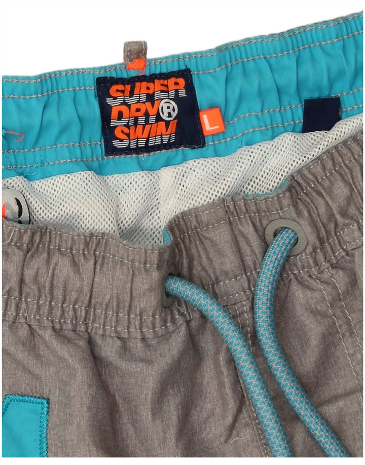 Superdry Grafiske svømmeshorts til mænd, store grå polyester