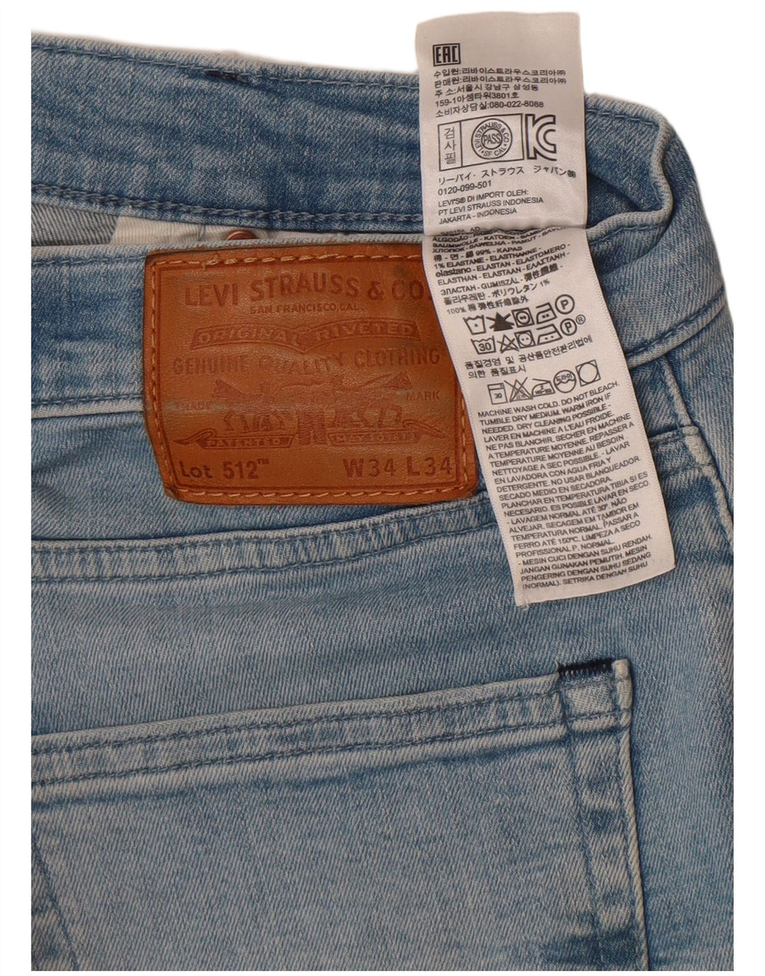 Levi's Herre 512 Slim Tapered Jeans W34 L29 Blå Bomuld