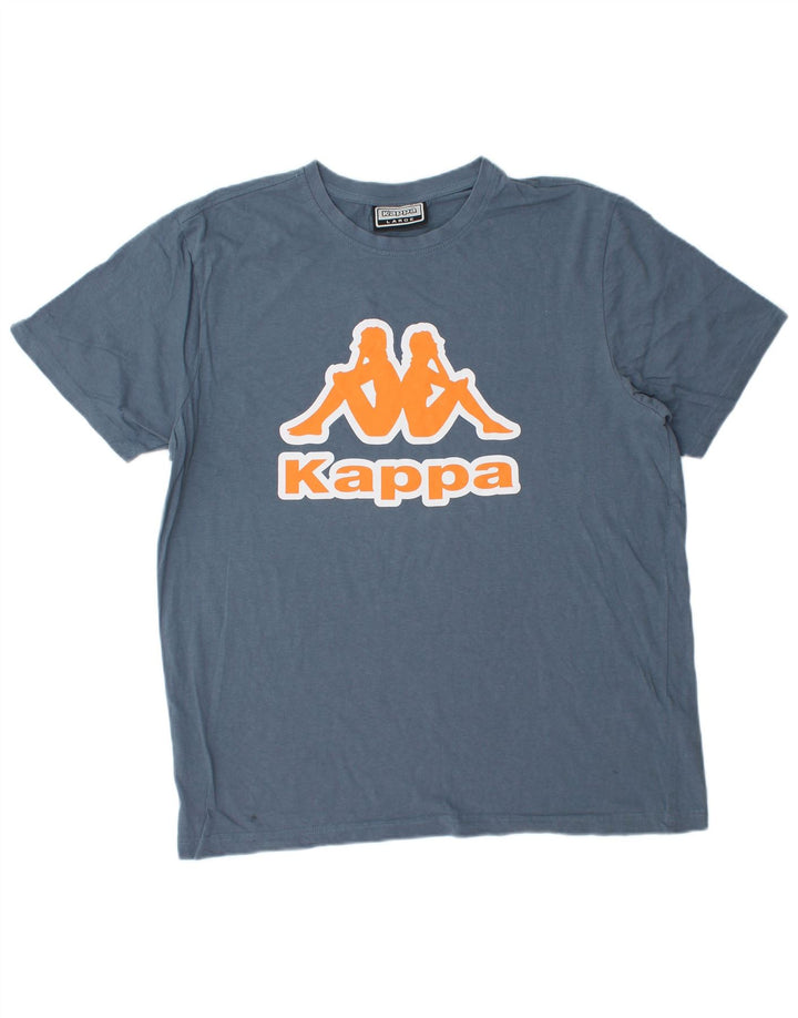 Kappa Herre Grafisk T-Shirt Top Stor Blå Bomuld