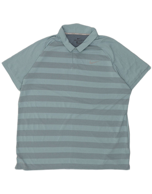 NIKE Poloskjorte til mænd 2XL blå stribet polyester