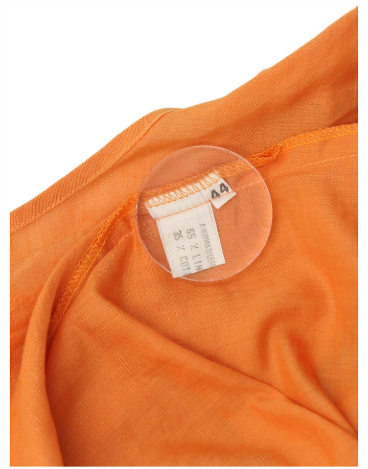 Vintage Dame ærmeløs Pullover Shirt Dress IT 44 Medium Orange Linen