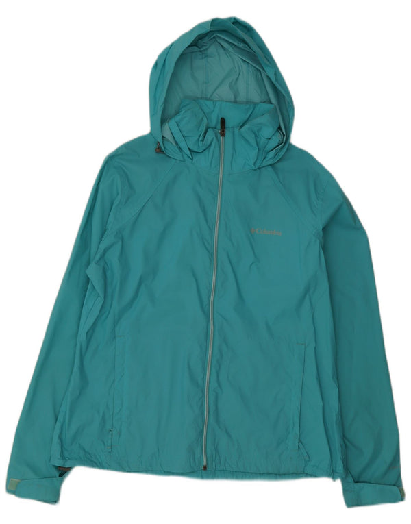 Columbia Regnjakke med hætte til kvinder UK 18 XL turkis nylon
