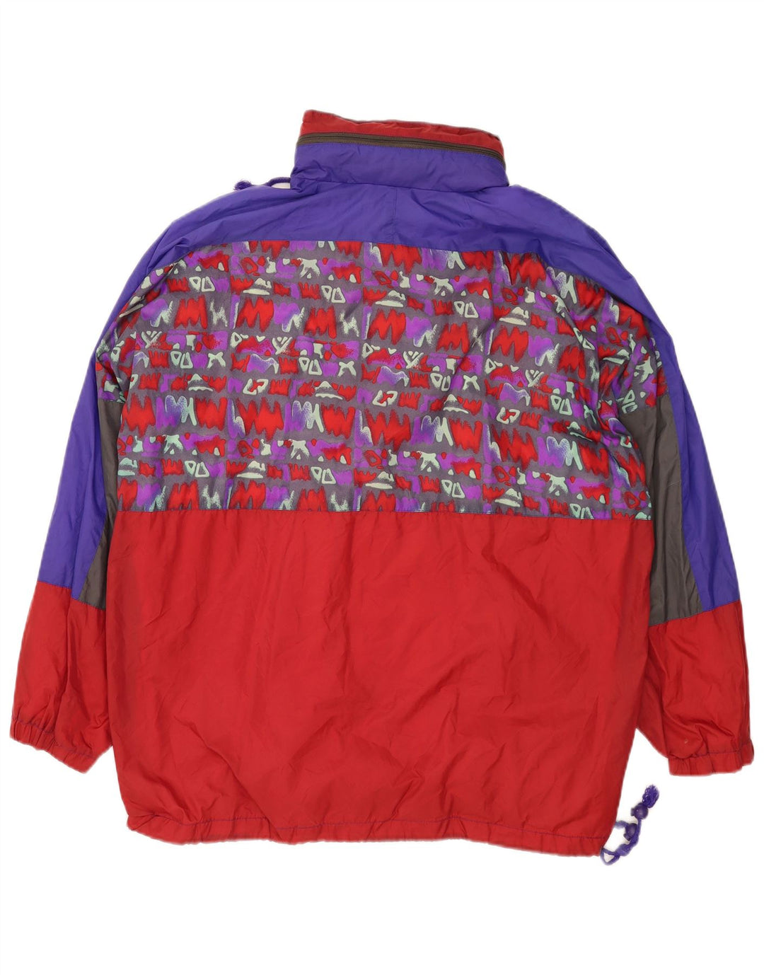 Vintage Herre Hættejakke Anorak UK 40 Stor Rød Colourblock Polyamid