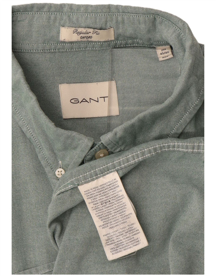 Gant Herre Regular Fit Skjorte Størrelse 45/46 2XL Grøn Bomuld