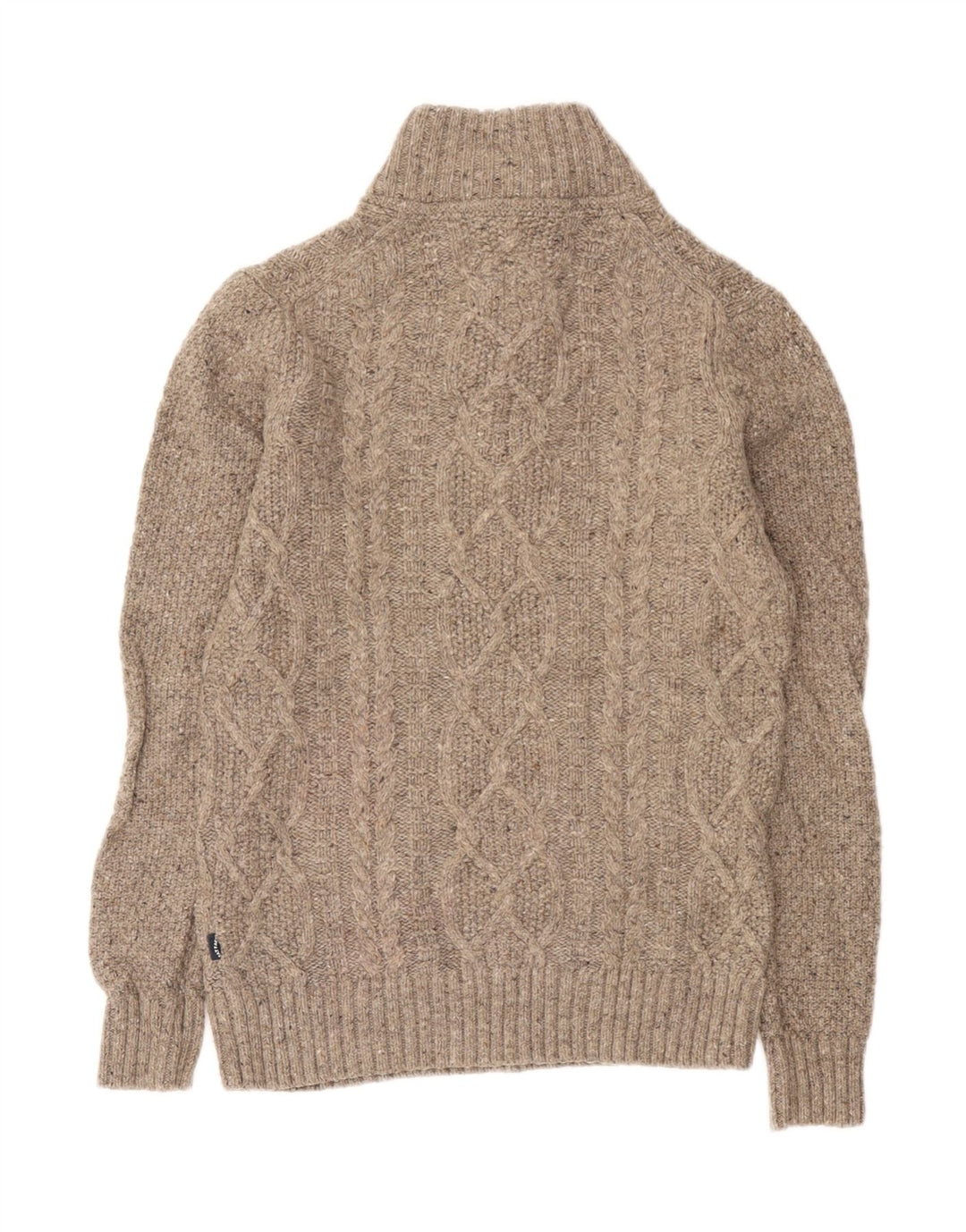 Fat Face Herre Button Neck Jumper Sweater Small Beige Uld