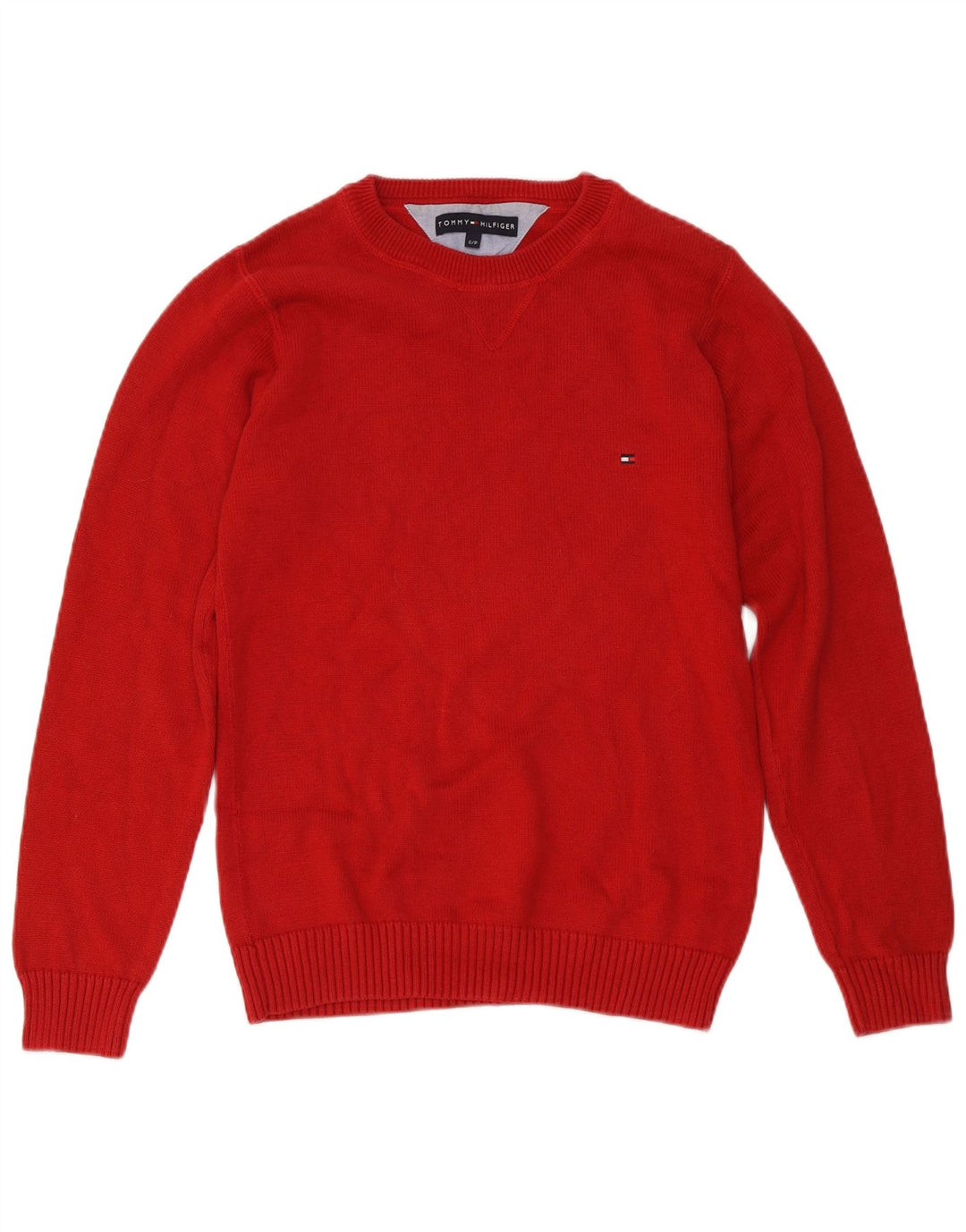 Tommy Hilfiger Herre sweater med rund hals, lille rød bomuld