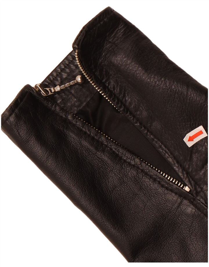 Vintage dame læder Bolero jakke UK 12 Medium Sort