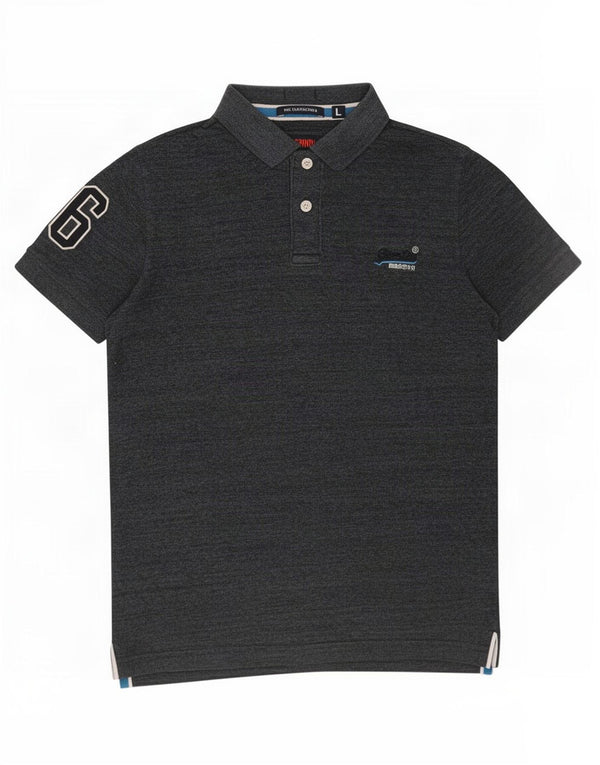 Superdry grafisk poloshirt til mænd, stor grå flækket bomuld
