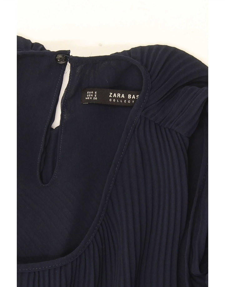 Zara Dame ærmeløs bluse Top UK 10 Small Navy Blue