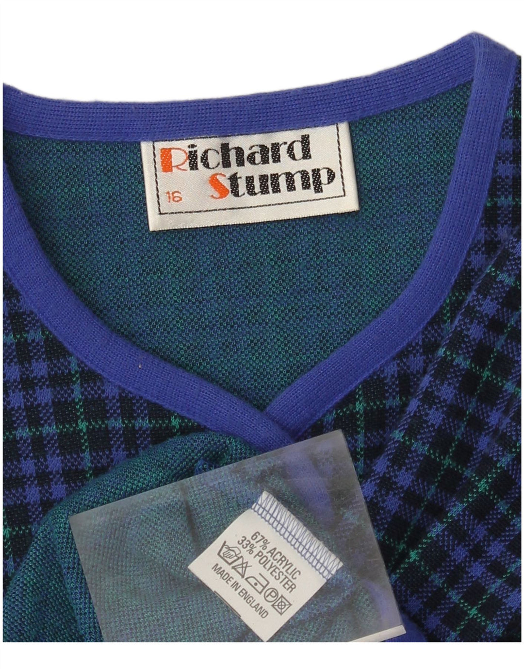 RICHARD STUMP Dame 5-knaps blazerjakke UK 16 Large Blue Check