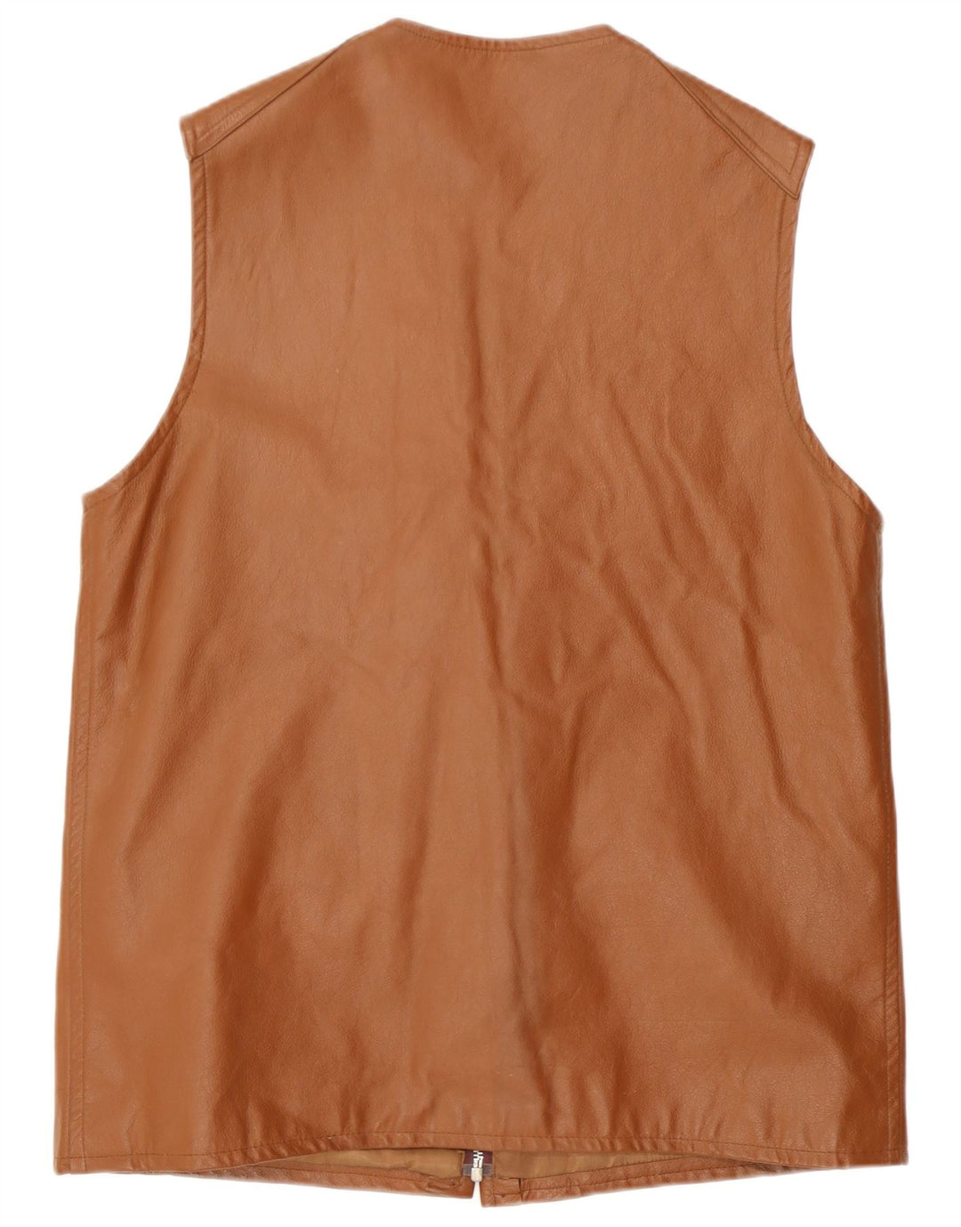 Vintage Herre Læder Gilet UK 38 Medium Brown