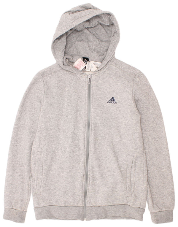 Adidas hættetrøje med lynlås til drenge 11-12 år grå flækket bomuld