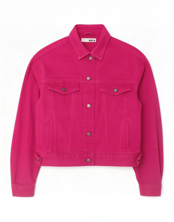 Topshop Dame Oversized Denim Jacket UK 10 Small Pink Bomuld