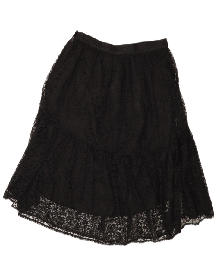 Vintage nederdel med blonder til kvinder W30 Medium Black Floral