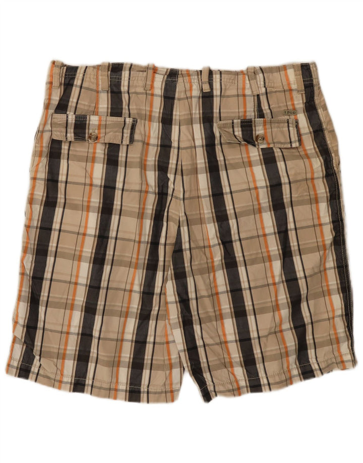 Izod Chino Shorts til mænd W38 XL Beige ternet bomuld