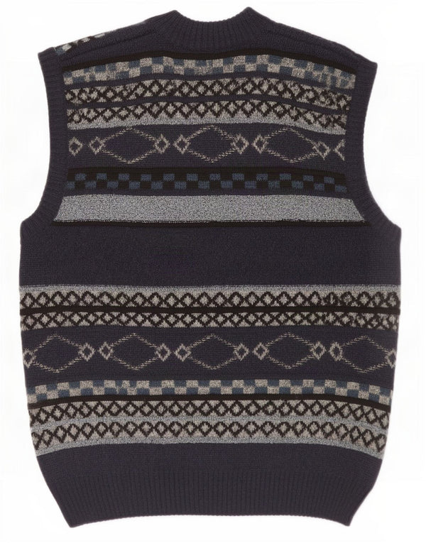 Canda Mens By C&A Ærmeløs cardigantrøje Medium Marineblå Geometrisk