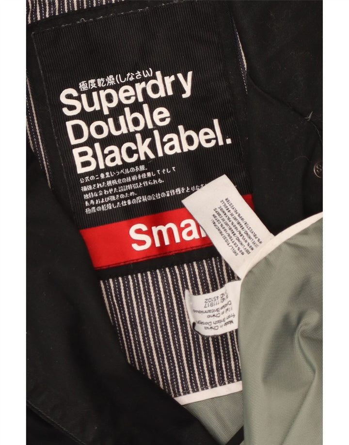 Superdry Herre Dobbeltradet Trench Coat UK 36 Lille sort bomuld