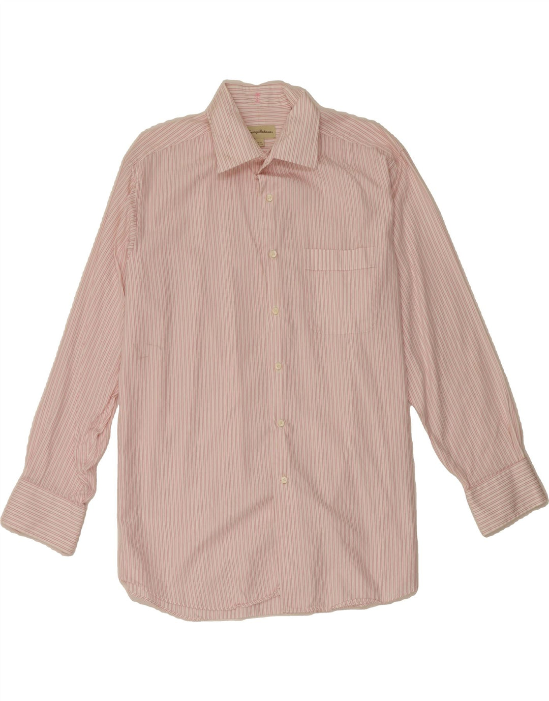TOMMY BAHAMA Mens Shirt Size 15 1/2 Medium Pink Pinstripe Cotton Vintage Tommy Bahama and Second-Hand Tommy Bahama from Messina Hembry 