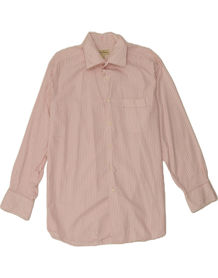 TOMMY BAHAMA Mens Shirt Size 15 1/2 Medium Pink Pinstripe Cotton Vintage Tommy Bahama and Second-Hand Tommy Bahama from Messina Hembry 
