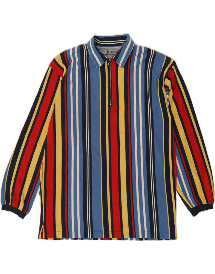 LERROS Mens Long Sleeve Polo Shirt Small Multicoloured Striped Cotton Vintage Lerros and Second-Hand Lerros from Messina Hembry 