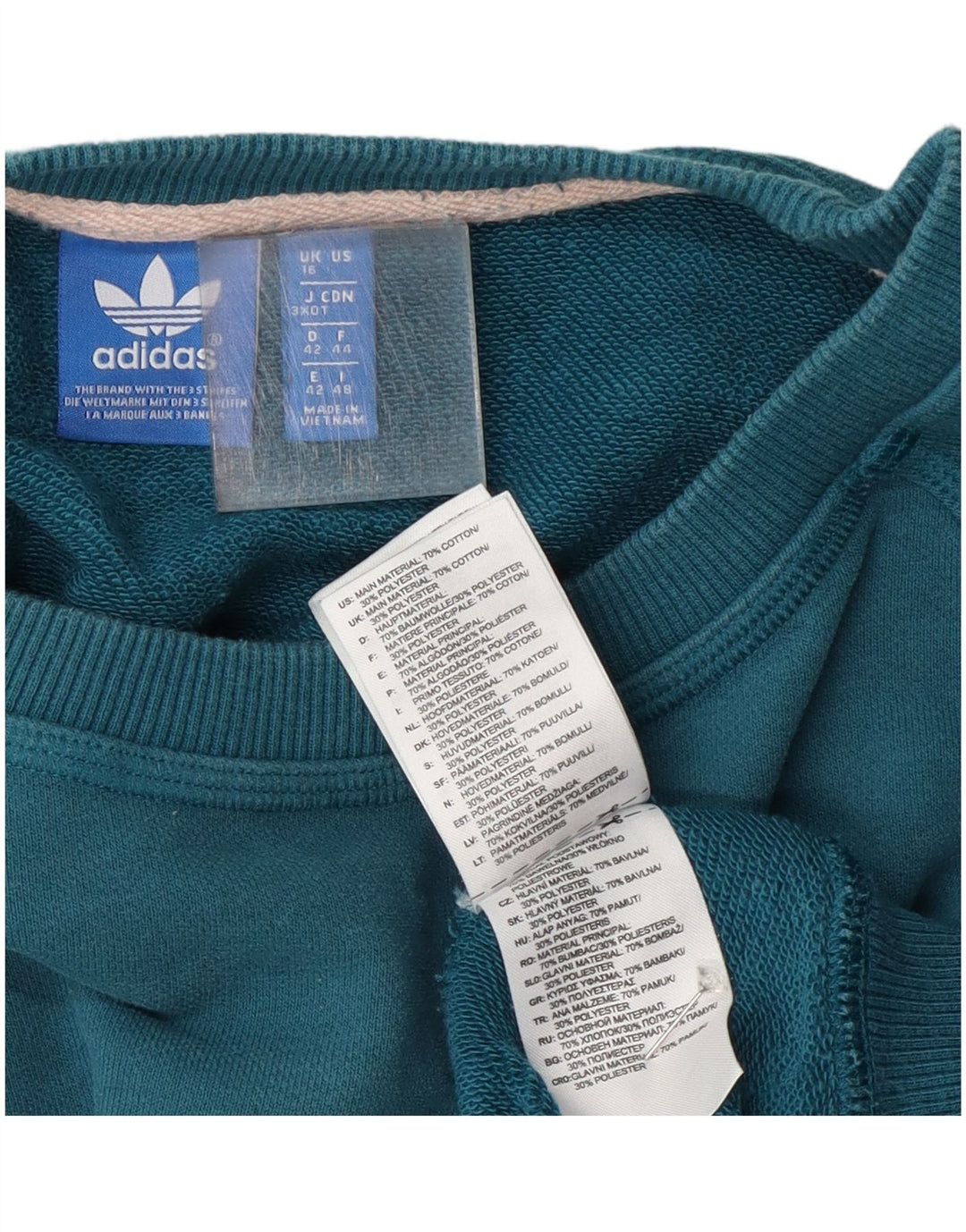 Adidas Dame Grafisk Sweatshirt Jumper UK 16 Stor Blå Bomuld