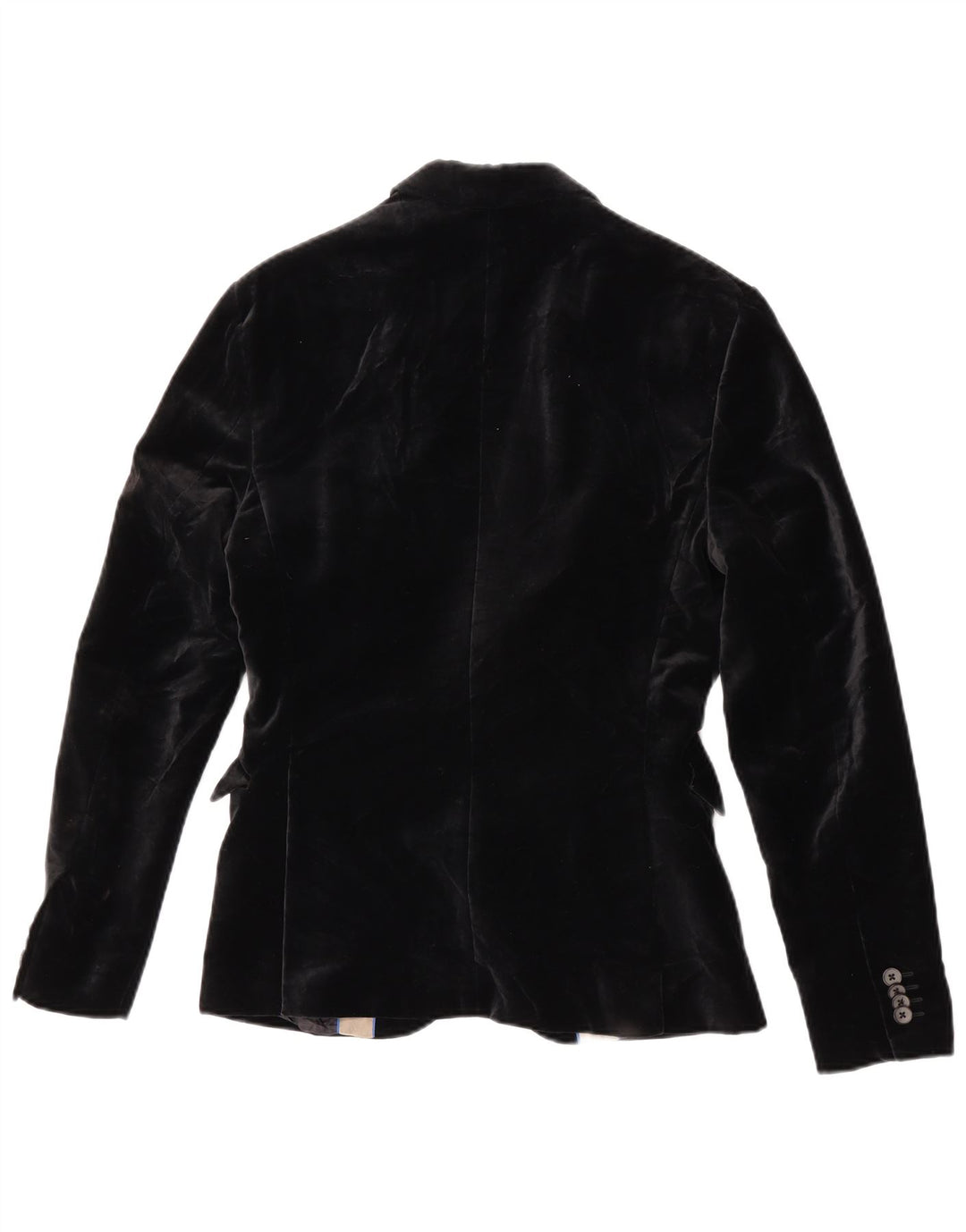 Zara Herre 2 Button Velvet Blazer Jacket EU 46 Small Black Bomuld