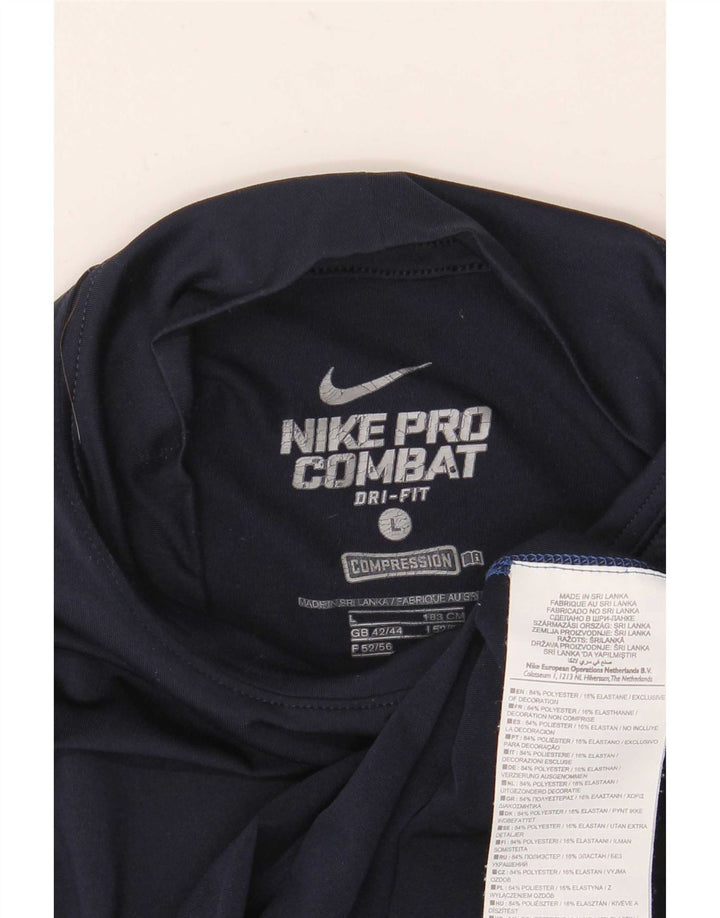 Nike Herre Dri Fit Top Langærmet UK 42/44 Large Navy Blue Polyester