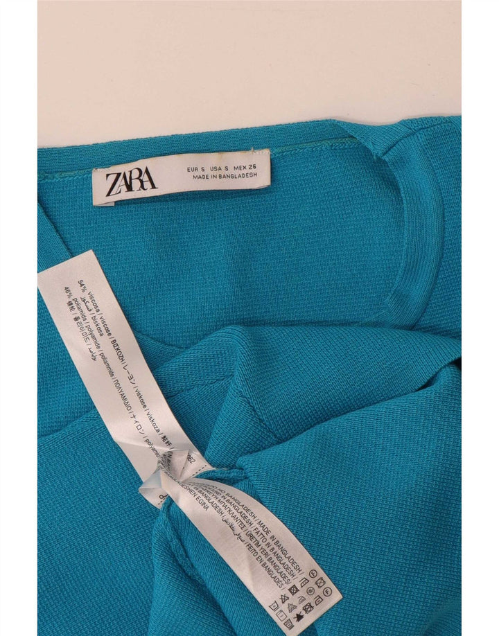 Zara Womens Crop Vest Top UK 8 Small Blue Viscose
