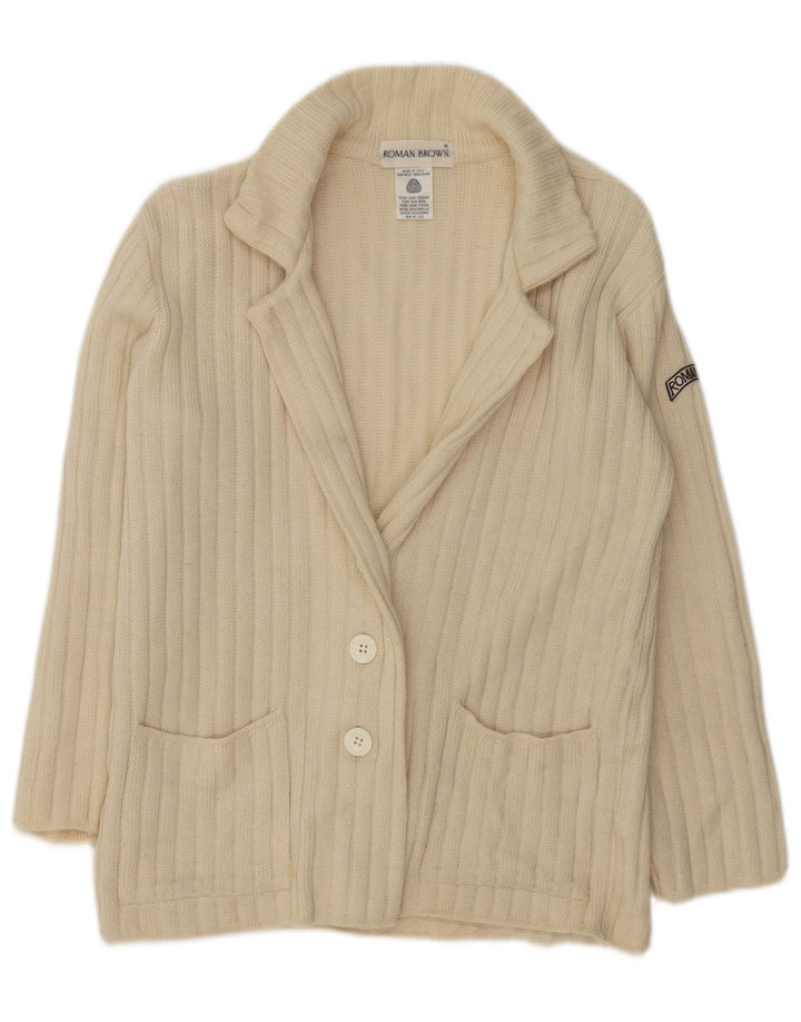 VINTAGE Womens Cardigan Sweater IT 48 XL Off White Virgin Wool Vintage Vintage and Second-Hand Vintage from Messina Hembry 