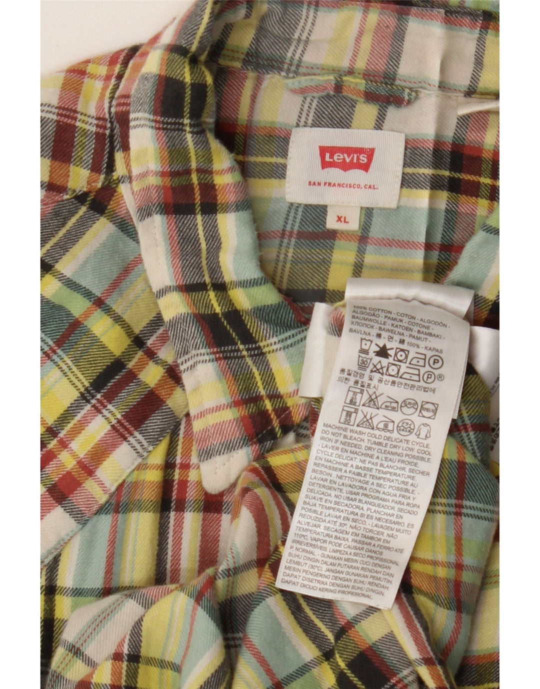 Levi's herre flannelskjorte XL flerfarvet ternet bomuld