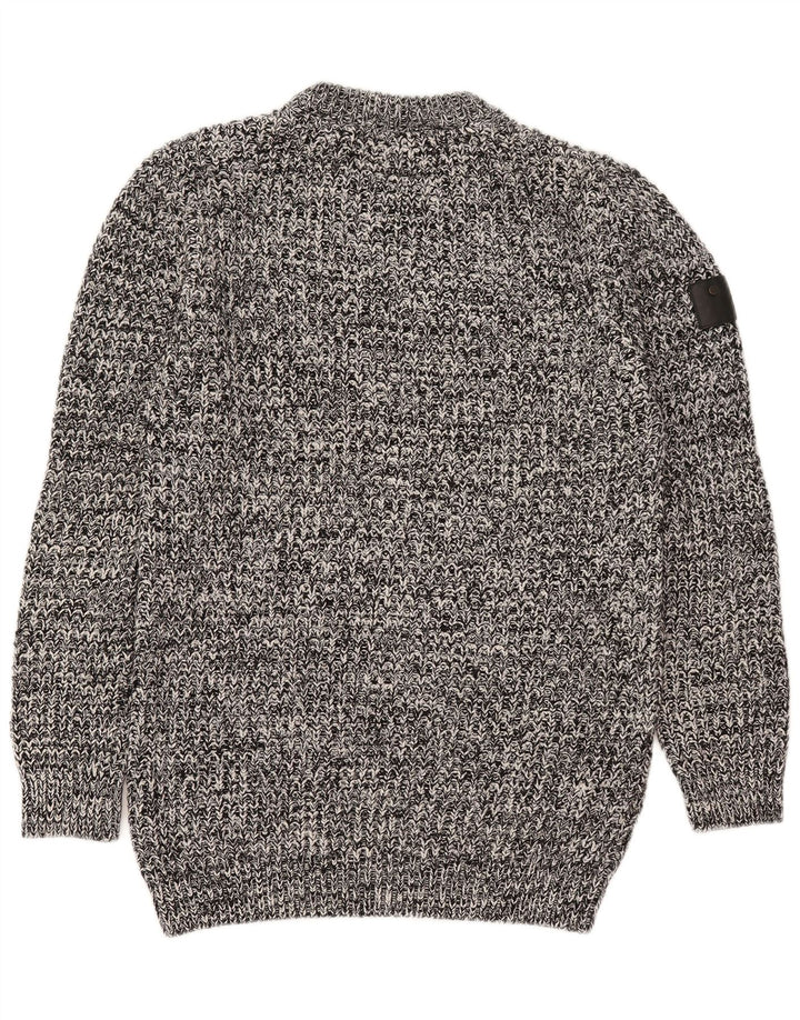 Superdry sweater med rund hals til mænd, stor grå flækket